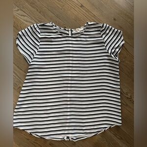 Loft Striped Tulip Sleeved Button Back Top